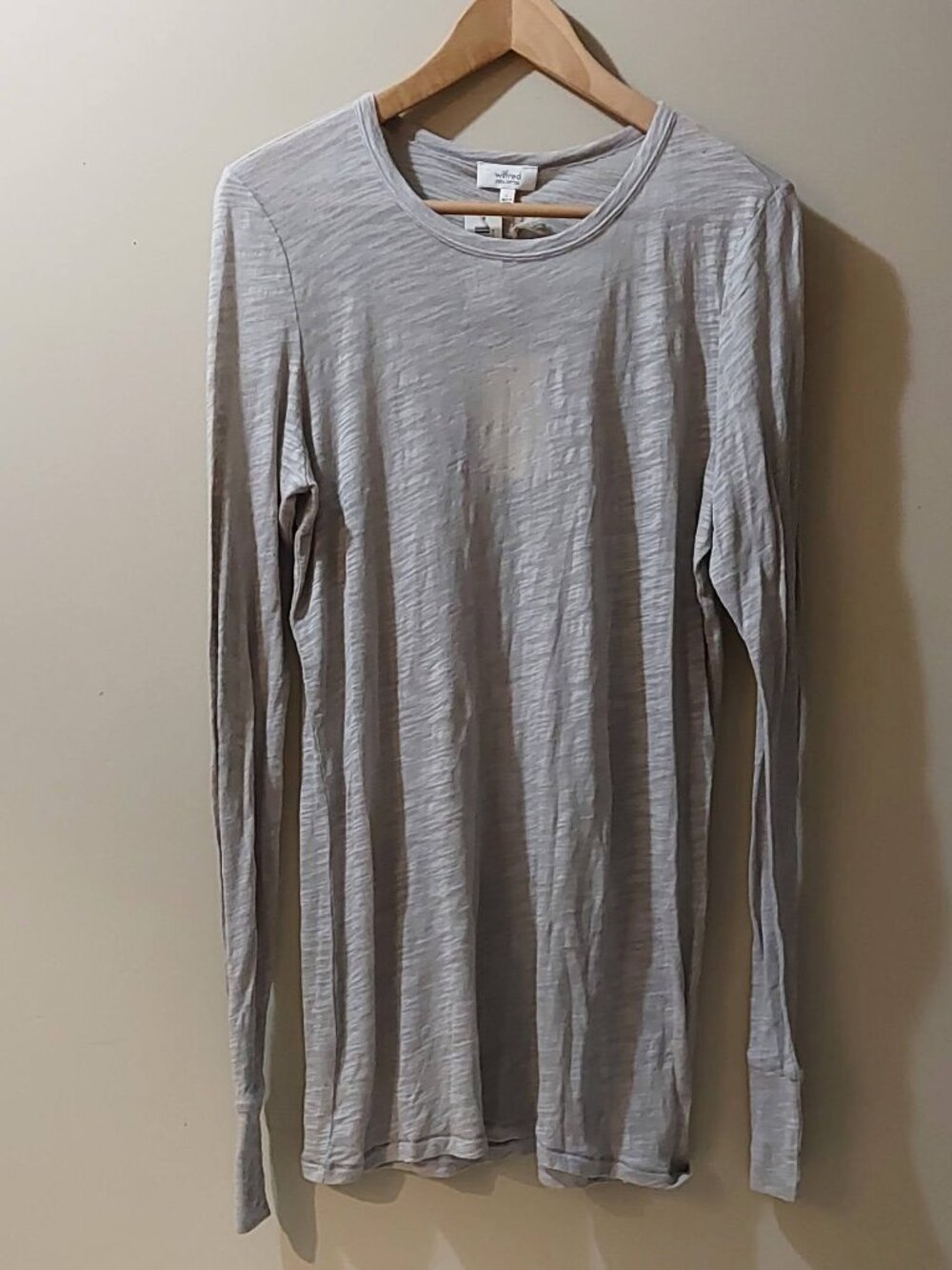 Wilfred Aritzia Brodeur Ashen Long-Sleeve 100% Cotton Slub Knit Crewneck Size: L
